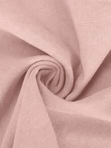 加大码女式纯色前开襟衬衫 粉色 春季 - 粉色 - 查看 4