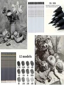 39 件素描铅笔套装、绘图铅笔、专业艺术绘画和着色工具，包括铅笔、铅笔刀、橡皮擦、混合笔杆、便携式铅笔盒，是送给艺术学生和初学者的绝佳礼物