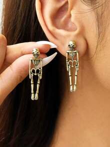 1 Pair Halloween Earrings, Punk Skull Stud Earrings, Exaggerated Fashion Earrings - Multicolor - View 10