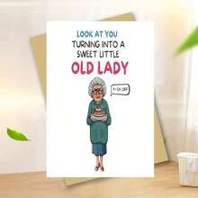 1 张送给闺蜜的搞笑生日贺卡 - “看你变成一个可爱的小老太太”幽默贺卡，以老妇人和蛋糕为特色，是送给朋友、姐妹、妻子的完美礼物，1 张，纸质材料，生日贺卡 | 幽默问候 | 俏皮插图，生日贺卡（带信封 + 贺卡）“（11 厘米 X 16 厘米）圣诞礼品卡”适合每个人的礼物，适合送给同事的卡片 - 多色 - 查看 12