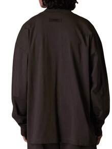 Essentials Black  Round Neck Relaxed-Fit Fleece Long Sleeve T-Shirt,Vacation Street-Smart Graphic Layering Essential,Cotton Blended, Breathable Comfort For Outdoor Athleisure,Gym Clothes Men Street-Ready For Urban Adventures,Moisture-Wicking Design Meets Casual Outdoor Lifestyle. - Nhiều màu - Xem 6