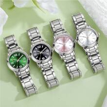 1 buc. Ceas de damă cu cuarț la modă, cu cadran pătrat simplu, carcasă placată cu aur de înaltă calitate, curea din oțel inoxidabil, potrivit pentru ziua de naștere, aniversare, cadou de Ziua Mamei