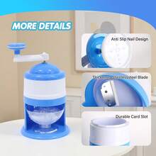 Manual Shaved Ice Maker Machine For Slushies And Snow Cones, Small Household Slushie Machine For Fruit Smoothies, Blue - 藍天色 - 查看 4