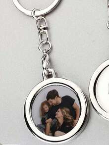 Llavero personalizado con foto, llavero personalizado con foto en forma de corazón, regalo de aniversario, regalo de cumpleaños, regalo del Día del Padre, regalo de llavero con foto para papá y mamá - Plateado - Ver 5