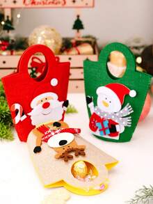 1PC Christmas Candy Bag With Festival Cartoon Design - Santa Claus Handbag, Festival Candy And Apple Bag Supplies, Portable Women's Festival Shopping Bag, Party Gifts For Festival Party Decoration, Perfect Christmas Gift Bag Christmas Decorations Winter Room Decor