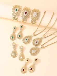 三件套女士时尚首饰套装：项链、耳环、手链，中东复古镂空设计，适合新娘、婚礼、派对、节日活动、女士节日礼物、日常佩戴及情人节配饰 - 彩色 - 查看 7