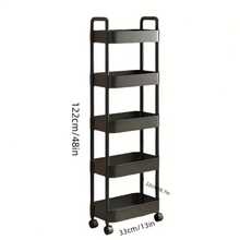Three-Layer/ Four-Layer/Five-Layer White Rolling Storage Cart - Multi-Functional Kitchen, Bedroom, Family Office And Camping Mobile Storage Rack, Saving Space