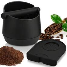 Coffee Knock Box With Silicone Coffee Tamper Mat, Coffee Grounds Container Disposal With Removable Knock Bar And Non-Slip Base, Espresso Knock Box Shock-Absorbent Knock Garbage Can Espresso For Home/Office