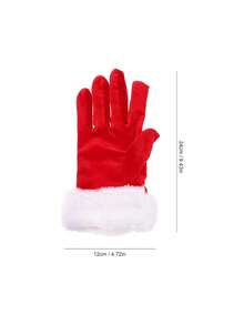 2PCS Festive Christmas Party Etiquette Gloves, Red And White Velvet Faux Fur Mouth Warm Gloves, Perfect For Weddings, Valentine's Day, And Winter Celebrations, Christmas Gloves, Christmas, Party