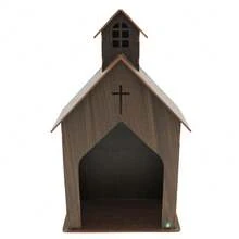 Small Chapel Oratory In Walnut Colored MDF – Ideal For Decoration And Prayer Environment - Rỉ Nâu - Xem 2