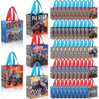 20pcs Monster Truck Bag Non Woven Gift Hand Racing Mountain Climbing Off-Road Truck Theme Bag With Handle Birthday Party Gift Storage Decoration Supplies
