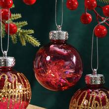 6Pcs Christmas Ball Christmas Ball Ornaments Set Golden Border Grid Painted Plastic Ball For Xmas Tree Decor Home Party Holiday Celebration - Multicolor - View 8