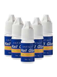 5支装专业美甲胶水，强力粘合剂，速干美甲胶水 - 無色 - 查看 3