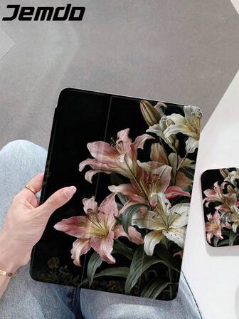 1pc Dried Flower Painting Pattern Tablet Protective Case, Compatible With IPad 10.2", IPad Pro 2021/2020, IPad 9th/10th Gen, IPad (A16) 11", 11th Gen 2025, Galaxy Tab A8 10.5" 2022, Matepad 10.4/Tab, Anti-Drop, With Pencil Slot, Support Sleep/Wake
