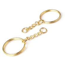 140个1英寸/25毫米链式钥匙圈、银钥匙链、带开口环的钥匙扣和珠宝制作连接器 - 金色 - 查看 6