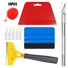 高效应用乙烯基包装工具、窗户贴膜工具、壁纸工具，配有 21 厘米和 10 号塑料毡刮刀和修剪器，适用于玻璃贴膜、汽车乙烯基、汽车色调、壁纸粘贴 - 藍色+綠色 - 查看 14