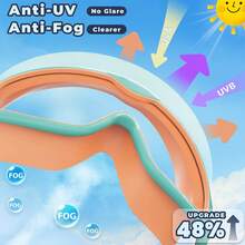 2 Pack Kids Swim Goggles For Kids 3-15 180° Wide View UV Protection Anti-Fog Pool Water Swimming Goggles For Boys Girls Youth Toddler - 粉紅色和橘色 - 查看 4