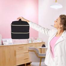 Double Layer Nail Polish Organizer And Makeup Bag - Portable Handbag Carrying Case For Manicure Set - Ideal For Daily Travel Use - Great For Girls And Women