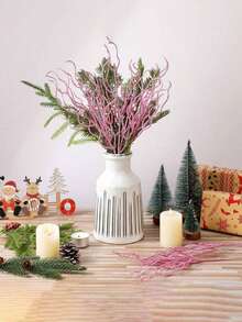 10 pièces Vaporisateur d'arbre de Noël, branches de pin artificielles scintillantes pour décoration, pour décoration de fête de Noël, feuilles artificielles, décoration de buisson d'hiver, décoration de couronne DIY pour la maison, convient pour les arbres, les couronnes - Décorations de Noël, du Nouvel An, de mariage, de la maison, des escaliers, des fenêtres, de la cheminée, de l'arbre de Noël sans alimentation électrique nécessaire