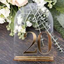 10Pcs Acrylic Table Number Signs Set Clear Table Number Cards For Wedding Ceremony Restaurant Graduation Party Number 1-10/Number 11-20 - Multicolor - View 3