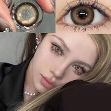 Nota colores enviados al azar 1 par lentes de contacto decorativos incluye pinzas y estuches para gafas nueva lente de contacto colorida de un mes super atractiva diámetro 14.5mm humedad 42% cómoda natural incluye solución perfecto para Halloween cosplay fotografía reuniones fiesta - MEL - Ver 1
