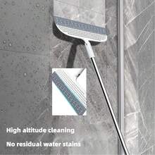 [Magic Broom   Double-Sided] 1pc Pro Clean Magic Broom   Double-Sided Silicone Scraper, 180° Angle Design & Detachable Head   Lightweight Plastic Handle For Easy Cleaning Of Hard Floors & Carpets, Ideal For Bathroom, Kitchen, Living Room, Broom Sweeping Floor - 灰色 - 查看 7