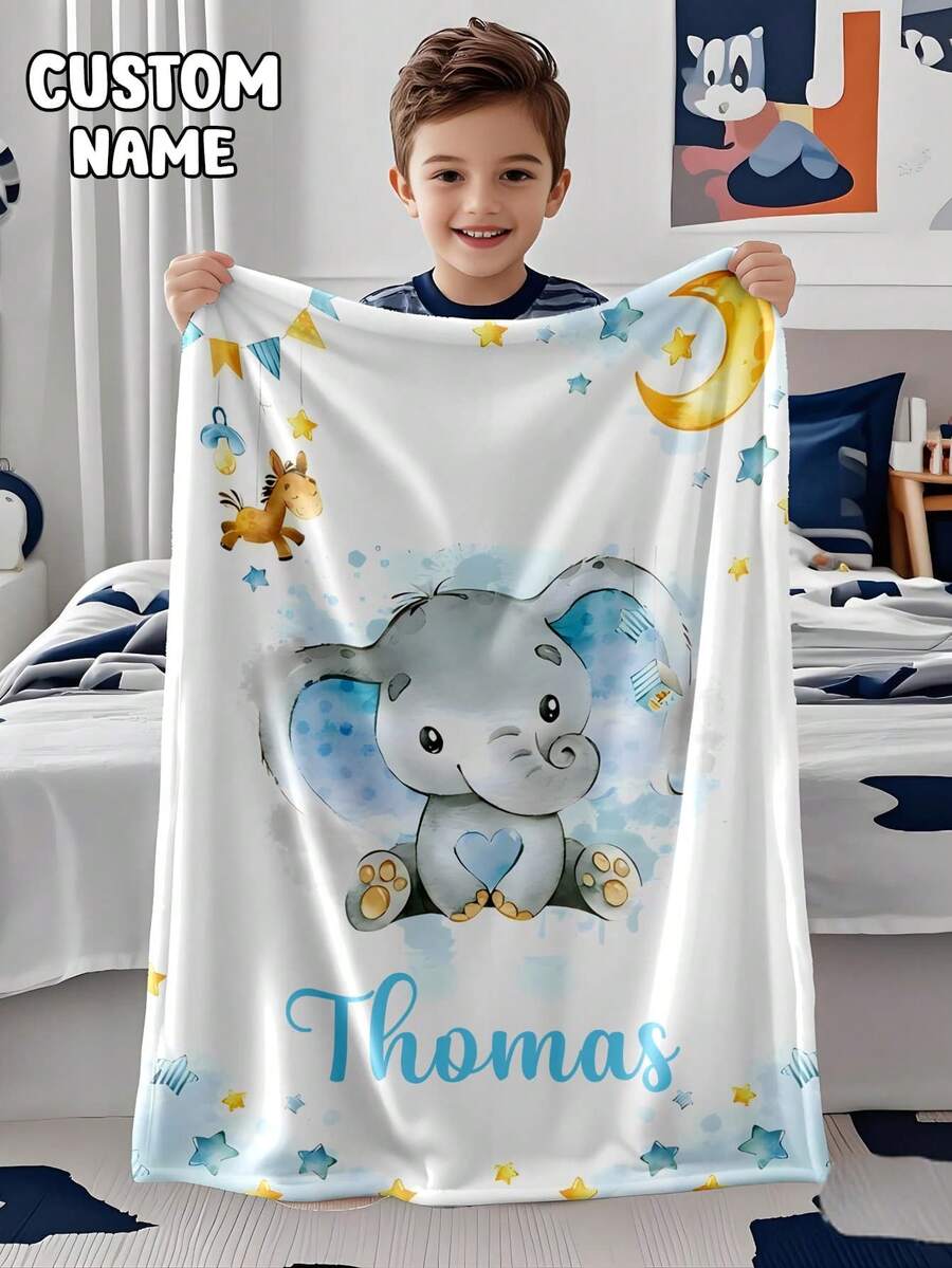 1pc Customized Personalized Blanket, Text Blanket, DIY Blanket, Graphic Blanket, Memorial Blanket. Tapestry, Photo Portrait Blanket Design, Suitable For Girls, Boys, Adults, Valentine's Day, Lightweight, Baby Blanket, Personalized Throw Blanket,Back To School Fashion - Multicolor - View 1