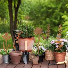 1 Set mit 10 Metallstäben, dekoriert mit Metallblumen, für Innen- und Gartendekoration, künstliche Blumenvasen-Dekorationen, Heimdekoration, Stäbe für Höfe, Außenrasen, Höfe, Gehwege und Gärten.