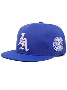 2025 Simple And Creative New Flat Brimmed Hat LA Letter Side Earth Embroidery Outdoor Leisure Sports Sunshade Hat Men's Street Pop Hip Hop Hat Street Dance Fashion Skateboard Hat Women's Daily Life Casual Wear Decorative Hat Adjustable Baseball Hat