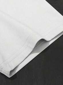 Camiseta de manga corta de verano casual con cuello redondo y estampado de letras para - Blanco - Ver 5