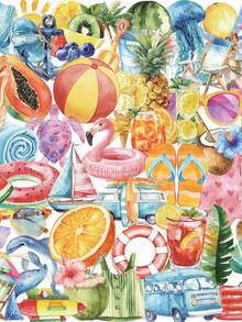 50 piezas de pegatinas transparentes de playa de verano de Hawái para decoración de manuales, cuadernos de oficina y material de papelería - Multicolor - Ver 6