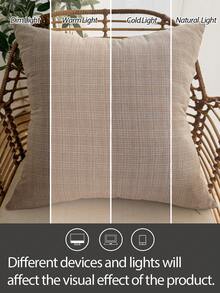 1 vỏ gối trang trí có khóa kéo ẩn, thích hợp trang trí phòng khách, phòng ăn và phòng ngủ, chất liệu giả vải lanh, phong cách tối giản (Không bao gồm ruột gối) - Nhiều màu - Xem 5