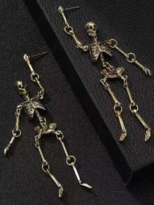 1 Pair Halloween Earrings, Punk Skull Stud Earrings, Exaggerated Fashion Earrings - Multicolor - View 6