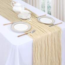 1/3/6pcs Yellow Cheese Cloth Table Runners, 10ft Long Semi-Transparent Boho Or Rustic Style Table Linens For Wedding Arch, Bridal Shower, Holiday Party Decor - Multicolor - View 51