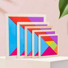 Tangram Creative Puzzle, Wooden Colorful Geometric Shape Intelligence Puzzle, Early Childhood Education AIDS, Children's Educational Toys - View 3