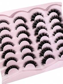 LYBCG 3D Mink Lashes 5D Fluffy False Eyelashes Natural Look 14-16mm Cat Eye Lashes Pack 5D Wispy Curly Fake Lashes By 14 Pairs 2 Styles - 黑色 - 查看 6