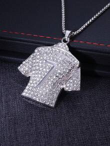 1 Pc Of Creative Sports Wind No. 7 Full Diamond Jersey Pendant Necklace