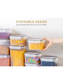 24/48pcs Airtight Storage Bins, Multi-Purpose Leak-Proof And Reusable Food Storage Jars, Portable And Stackable Food Airtight Bins For Cereals, Snacks, Tea And Pasta, Labels, Markers, Household Kitchen Items,Storage Containers - Black and White - View 5