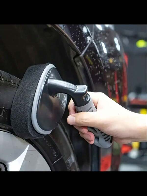 1 Set Car Tire Sponge Brush - Durable Plastic Handle | Reusable Sponge | Easy To Clean & Polish | No Power Needed | Suitable For Outdoor Use, Vehicle Care | Ergonomic Design | Car Accessories, Tire Cleaning Brush