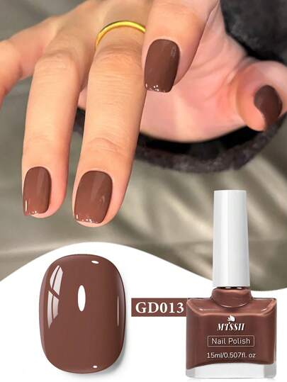 Mtssii 1pc 15ml Coffee Brown Nail Polish Water-Based Peel Off Nail Polish Odorless Fast-Drying Nail Polish, No Need To Bake, Long Lasting, Suitable For Daily Nail Decor, Multicolor Optional, For Home And Nail Salon Manicure Nail Supplies Nails