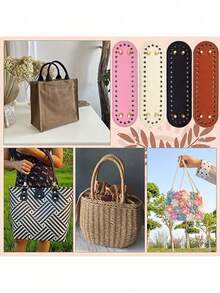 Base de bolso de material de PU, accesorios DIY, acolchado de fondo de bolso en forma ovalada, fondo de bolso perforado, fondo de bolso tejido para bolso bandolera, 7 * 3,1 pulgadas, adecuado para base de accesorios de bolso DIY, uso diario para niños y niñas, compacto y portátil para ir y venir