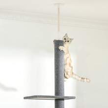 PawHut 260cm Cat Tree Floor To Ceiling Adjustable Height, Grey - Grey - View 8