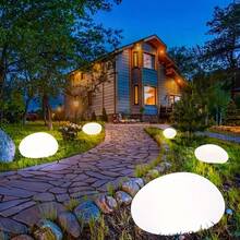 1pc Solar Powered Pebble Light With 4 LED Lights, LED Path Light, Matte Finish, Suitable For Walkway, Garden, Lawn, Pool, Wedding And Holiday Decoration