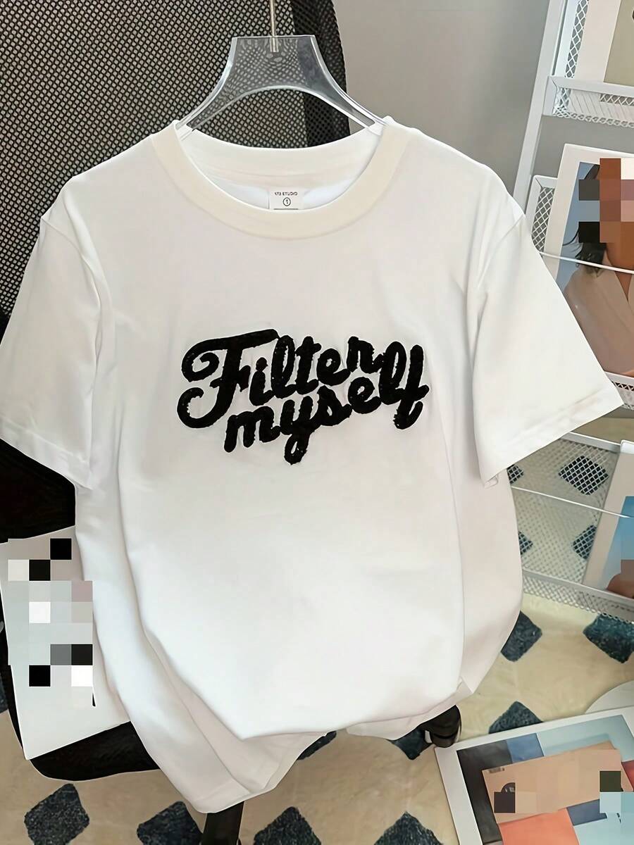 Camiseta De Manga Corta Para Mujer 2024, Estilo Coreano Suelto, De Moda Y Elegante, Con Media Manga. - Blanco - Ver 1