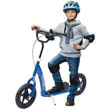 HOMCOM Kids Scooter, Toddler Kick Scooter With Adjustable Handlebar, 12" EVA Tyres, Rear Brake, For Age 5-12 Years, Blue - Blue - View 2