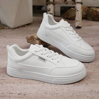 Women's White Sneakers, New Autumn Versatile Student Skateboard Shoes, Popular Leather Casual Sneakers