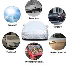 Waterproof Car Cover, All Weather UV Sun Rain Snow Protection Full Exterior Auto Cover, Windproof Dustproof Sedan Vehicle Cover With Elastic Bottom Edge, Universal Fit For Outdoor Parking - Silver - View 11