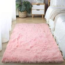 豪华人造毛皮加厚床边长地毯 - 柔软、厚实、耐用，底部防滑，适用于卧室和客厅装饰、客厅地毯