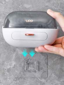 1pc Flip-Top Soap Dish, Water-Proof & Hole-Free Wall-Mounted Design, Special Drainage Storage Box For Bathroom, Suitable For Bathroom Storage, Toilet Organization, Soap Moisture-Proof Storage