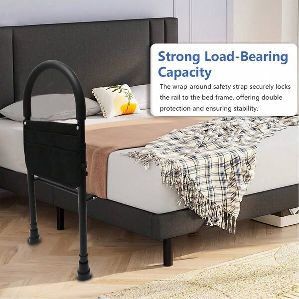 Bed Rails For Elderly Adults, Bed Rail - Compact Assist Railing For Elderly Seniors, Handicap - Standing Bar Handle With Fall Prevention Guard - Adjustable Bedrail Cane Fits Full, Twin - Stability Grab Bar Bed Rail For Elderly
